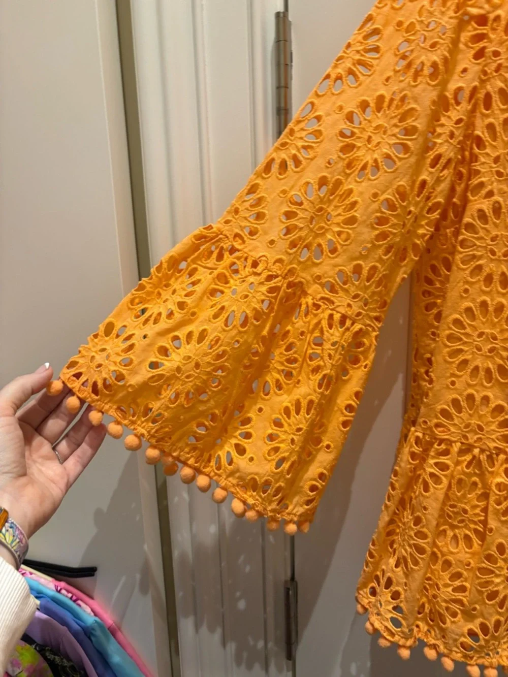 Lilly Pulitzer Orange Eyelet Pom-Peep Tunic - Picture 2 of 3
